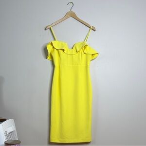 Bardot Yellow Dress with Ruffles